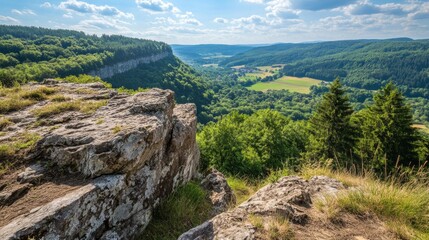 Majestic Mountain Valley View from a Rocky Peak