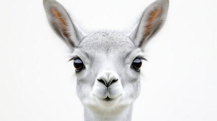 Obraz premium Enchanting portrait of a gentle white alpaca, radiating tranquility and allure