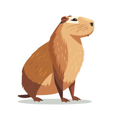 Flat vector capybara, isolated on a white background.

