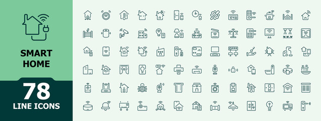 Smart Home icon. Contains such icons as mobile, air, real, interface, technology and more. Thin linear style icons. Vector illustration in minimalist line style.