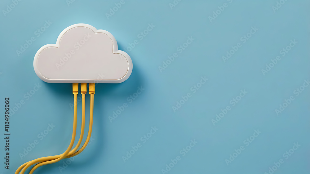 Poster cloud computing, Ethernet cables,Cloud Computing and Network Connectivity Digital Illustration, data storage, network connectivity, Copy space.
