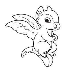 Flying squirrel  line art vector on white background
