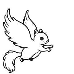 Flying squirrel  line art vector on white background