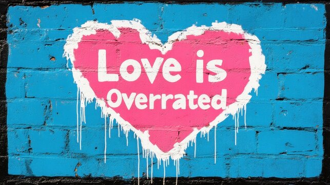 Anti-Valentine Rebellion Love is Overrated Mural in Urban Environment Exhibition
