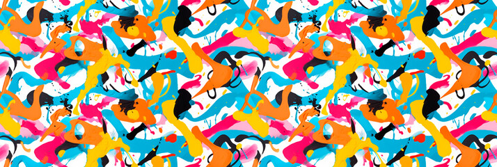 Contemporary scribble art, chaotic and lively, expressive and bold. Background, seamless pattern.