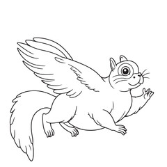 Flying squirrel  line art vector on white background
