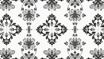 Black and white vintage floral patterns creating an elegant and timeless decorative design
