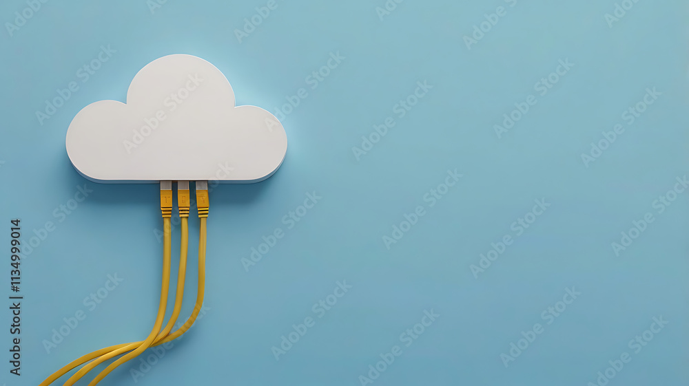 Poster cloud computing, ethernet cables,cloud computing and network connectivity digital illustration, data