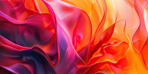 Obraz premium Abstract Composition of Translucent, Flowing Forms in Red, Pink, Orange, and Yellow
