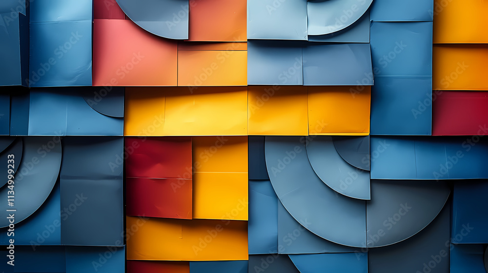 Poster geometric abstract: a captivating abstract composition featuring a vibrant blend of geometric shapes
