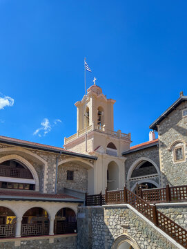 Buildings of Kykkos Monastery in the Troodos Mountains in Cyprus. Near the village of Milikuri