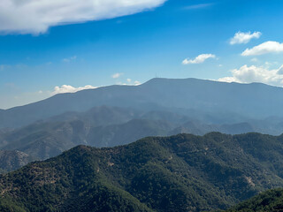 Fototapeta premium Mountain panorama visible from the area of ​​Kykkos Monastery in Cyprus