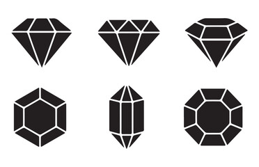 Valuable gem simple line icon set. Jewel and Gem Icons and Symbols. Gemstone diamond collection. Vector illustration EPS 10