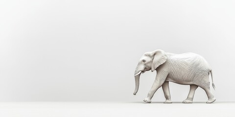 Studio photo of an elephant isolated against a white background. Wildlife and conservation concept, space for copy.