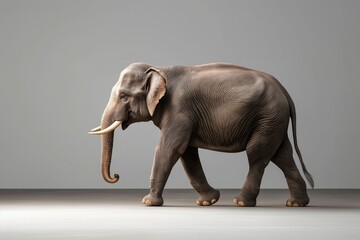 Obraz premium Studio photo of an elephant isolated against a white background. Wildlife and conservation concept, space for copy.