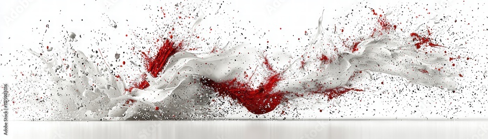 Poster a dynamic splash of red and white, creating a striking visual contrast that evokes energy and moveme