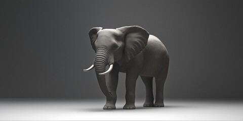 Studio photo of an elephant isolated against a white background. Wildlife and conservation concept, space for copy.