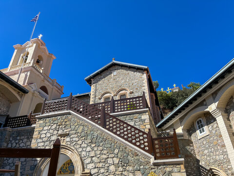 Buildings of Kykkos Monastery in the Troodos Mountains in Cyprus. Near the village of Milikuri