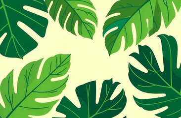 Green tropical leaves background.