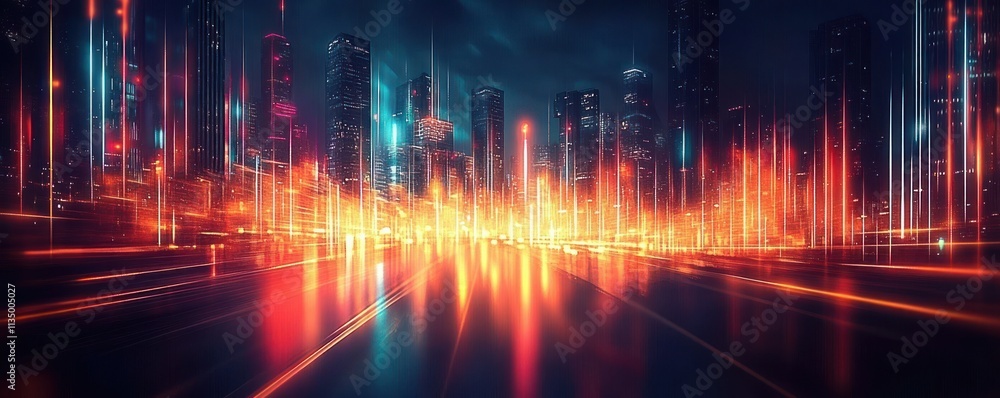 Poster futuristic abstract neon digital background for technology ai data graphics audio