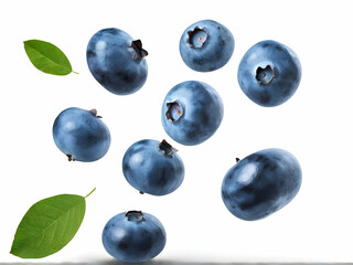 blueberries on white background