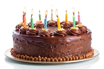 chocolate cake with candles