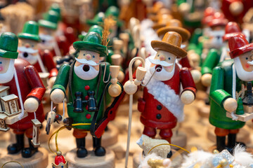 Various traditional figurine incense burners at a Salzburg Austria Christmas market. German...