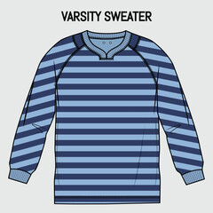 KIDS BOYS WEAR STRIPED VARSITY SWEATER VECTOR ILLUSTRATION