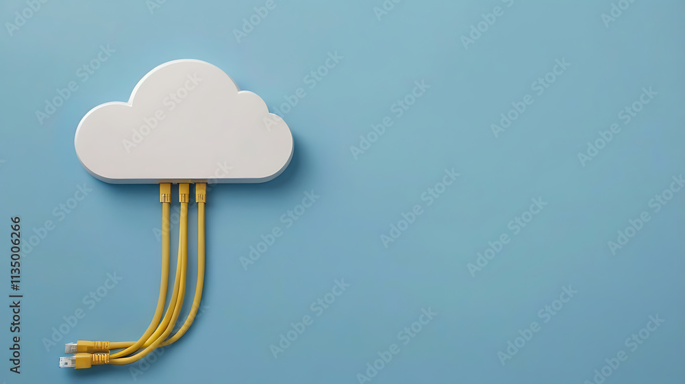 Poster cloud computing, ethernet cables,cloud computing and network connectivity digital illustration, data