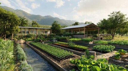 Fototapeta premium Organic farm using rainwater collection system