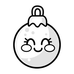 Vector kawaii outline coloring christmas ball