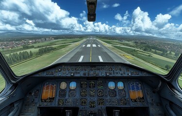 The runway as seen from the cockpit