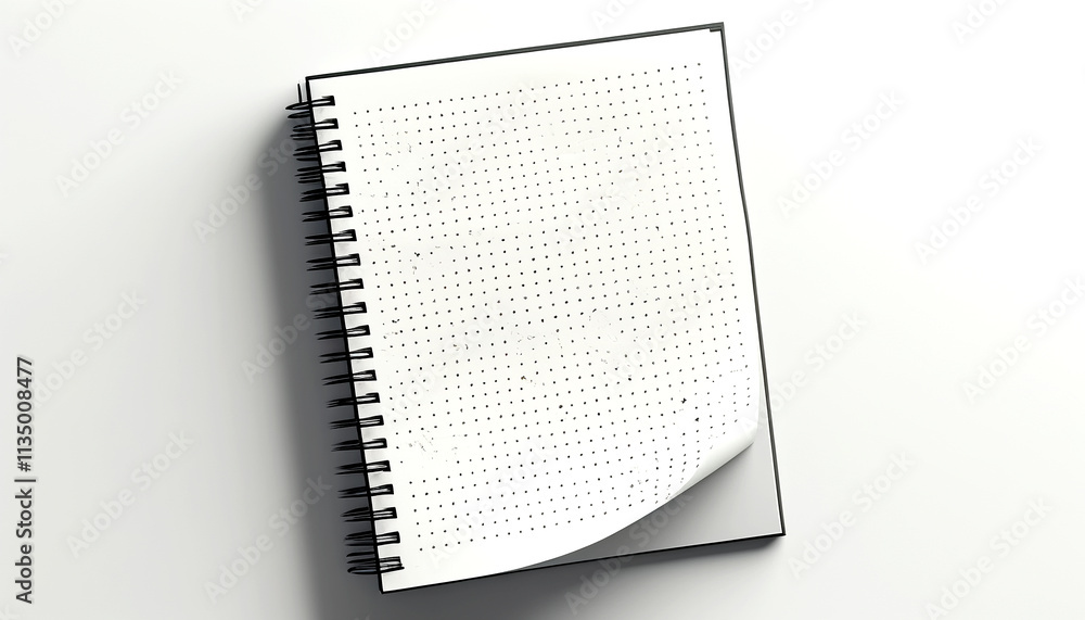 Poster notebook with blank dotted pages ready for creative ideas and sketches