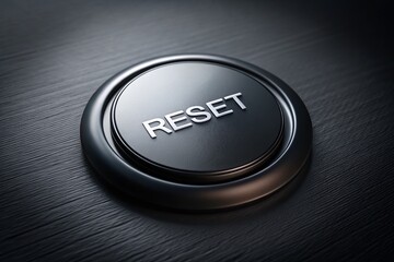 Illustration of a Black 3D Button with the Word RESET on It, Set Against a Minimalistic Background for User Interface Design and Conceptual Imagery