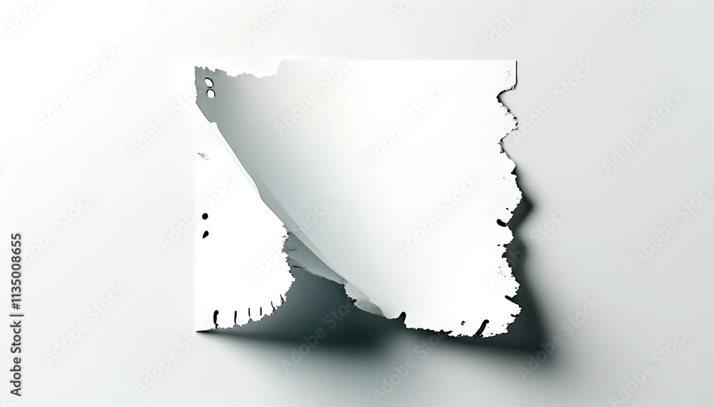 Poster unique abstract white sculpture resembling a fragmented state map on display