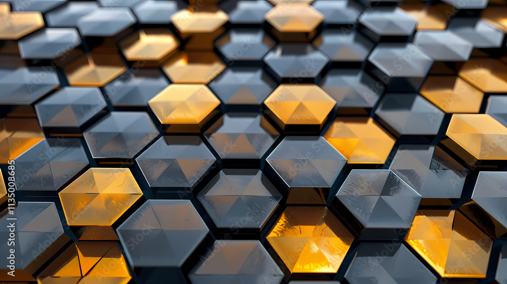 Poster hexagon abstract pattern: a mesmerizing geometric design of interlocking hexagons in a deep, rich bl