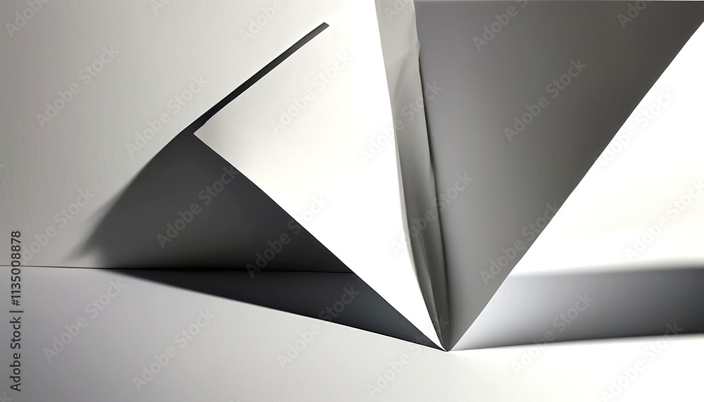 Poster creative interplay of light and shadow through dynamic paper folds and shapes