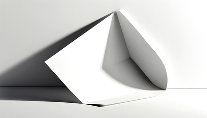 Elegant paper sculpture casting dramatic shadows in minimalistic setting