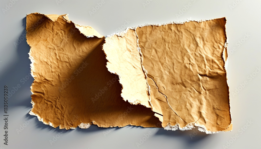 Poster crumpled brown paper resting on a neutral surface with soft shadows