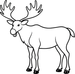 Majestic Moose Outline Drawing Wildlife, Nature, Animal, Art, Cartoon