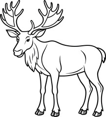 Majestic Moose Illustration Outline Drawing of a Large Deer