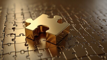 3D Gold Puzzle Piece