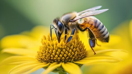 Fototapeta premium Pollinators like bees on wildflowers in a field