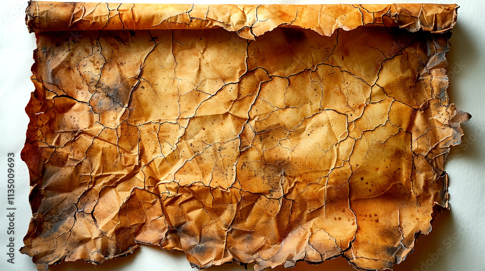 Poster ancient parchment displaying intricate textures and warm tones in soft lighting