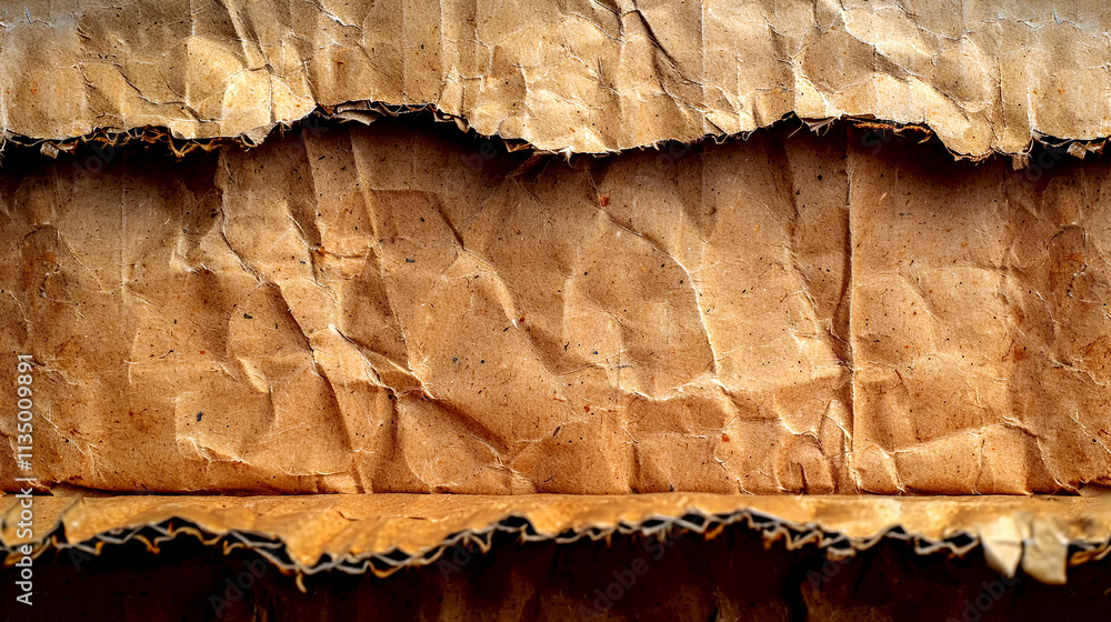 Poster textured layers of crumpled paper creating an artistic composition
