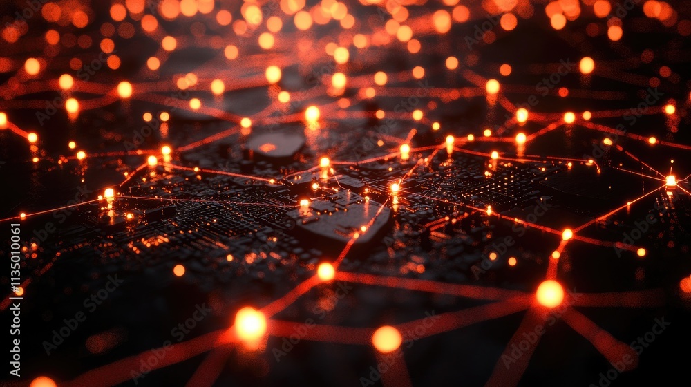 Aufkleber The image represents a detailed network topology with various interconnected nodes, highlighting the complexity of networks. The design is structured and visually organiz