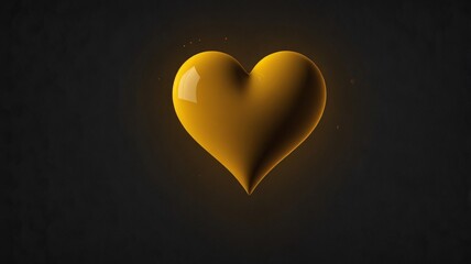 golden heart on black background , AI Generated.