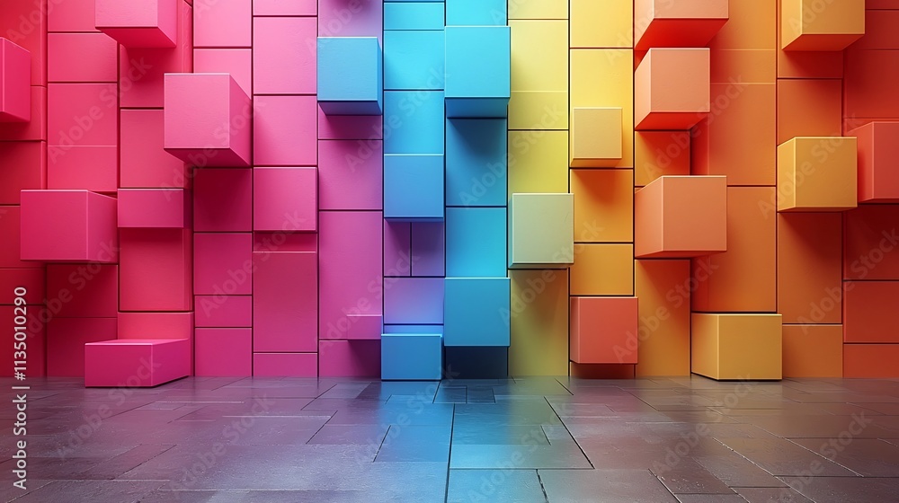 Aufkleber minimalist pastel abstract geometric shapes overlapping background with harmonious balance and simpl