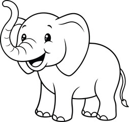 Fototapeta premium Adorable Cartoon Baby Elephant Coloring Page Illustration Drawing