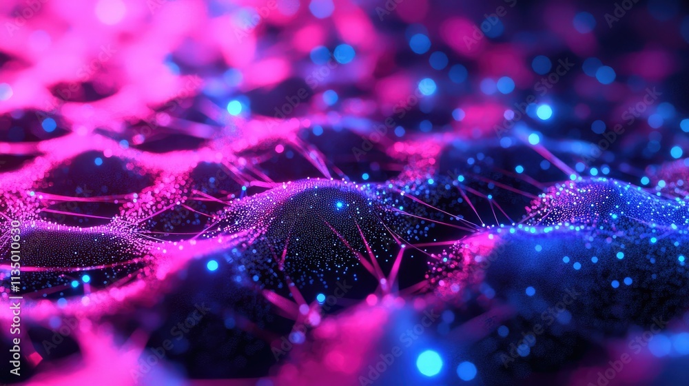 Poster The image features a network of dots and lines, symbolizing connections in technology or scientific fields. The design is contemporary and visually appealing.